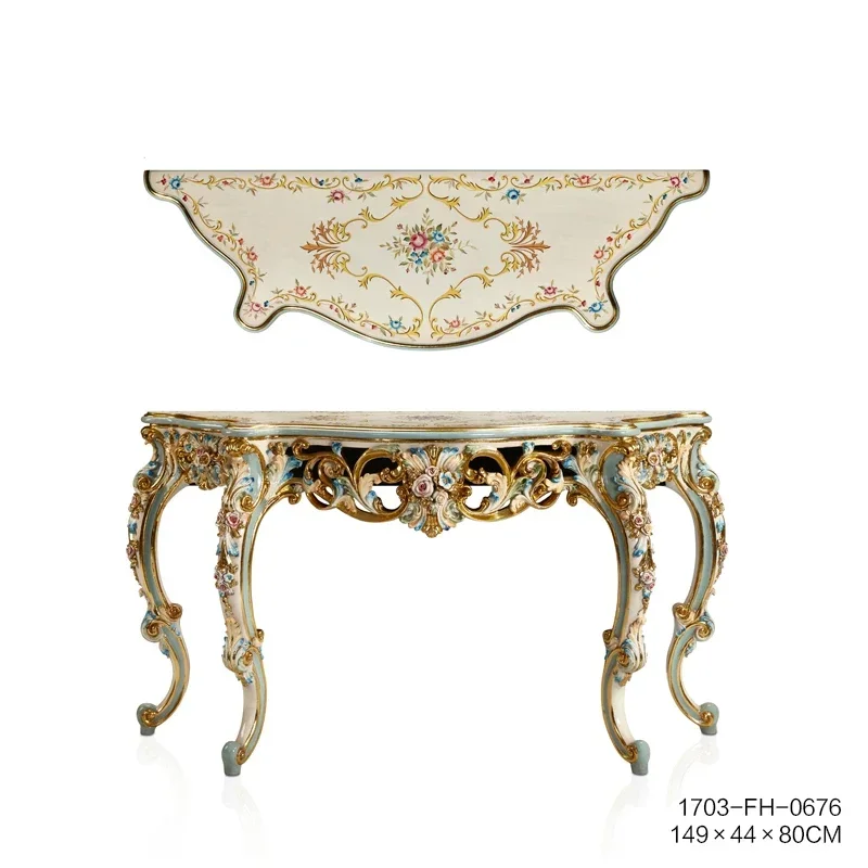 

European French hand-painted porch counter art luxury white retro to make old carved flower patterns