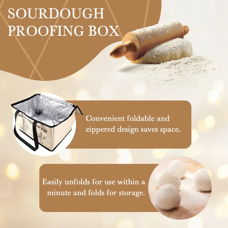 A74P-Bread Proofing Box With Heater For Precise Temperature Fermentation, Folding Zippered Dough Proofer Warming Box