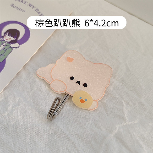Cartoon Acrylic Wall Hook Coat Bag Hat Rack Door Mask Key Hanger Organizer Free Punch Self-adhesive Kitchen Hooks Home Decor