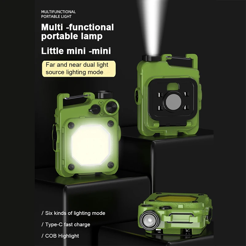 Led flashlight keychain light camping lights camping lamp led work light work light usb night light mini COB USB charging emergency