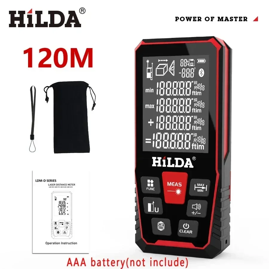 Laser Rangefinder HILDA Laser Distance 50M/100M/120M Rangefinder Professional Meter Laser Range Finder Ruler Test Tool