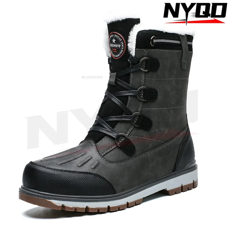 Winter oversized warm snow boots men fur integrated high top cotton shoes waterproof Khmer Shoe Male botas moto мотоцикл Сапоги