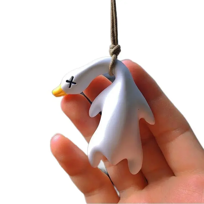 Funny Swing Goose Roasted White Roast Duck Car Pendant Swing Duck Car Hanging Ornament for Car Products Interior Accessories 5