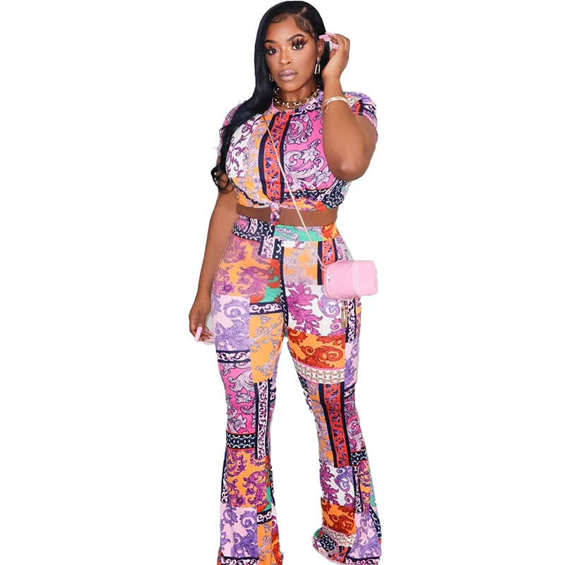 2 Piece Set African Clothes Women T Shirt Tops And Pants Suits 2023 New Fashion Print Streetwear Casual African Clothing Outfits women set leisure color matching letter print o neck long sleeve crop tops skirt two piece set streetwear women fashion suits