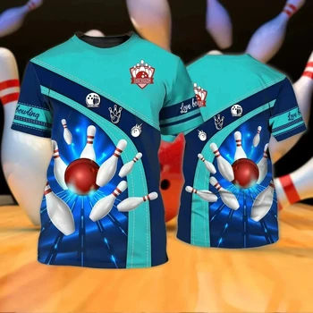 Divertenti Magliette Sportive da Bowling con Stampa 3D Estiva per Uomo e Donna, T-Shirt Casual a Maniche Corte Oversize, Top Harajuku, Abbigliamento Uomo