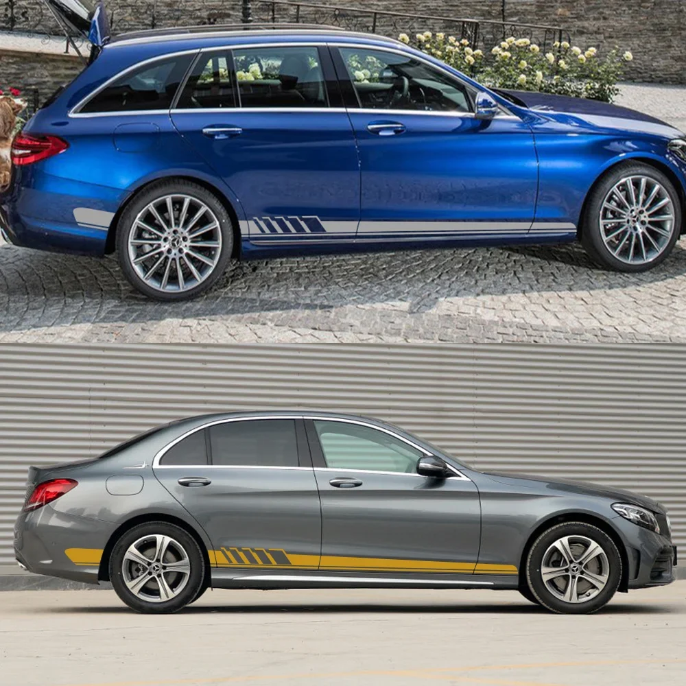 2PCS 자동차 스티커 자동차 바디 방수 데칼 메르세데스 벤츠 W204 W203 W205 W212 GLC CLA GLA AMG C180 C200 C300 C63 쿠페 C43
