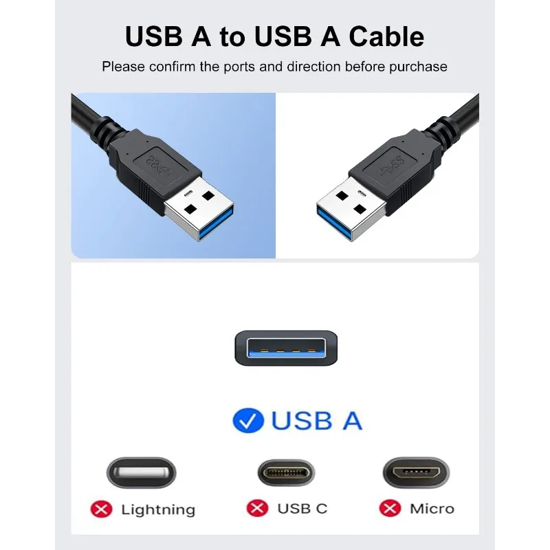 USB 3.0 A-A 수 케이블, 수-수 케이블, USB 코드 커넥터, 하드 드라이브 인클로저, DVD 플레이어, 노트북 쿨러