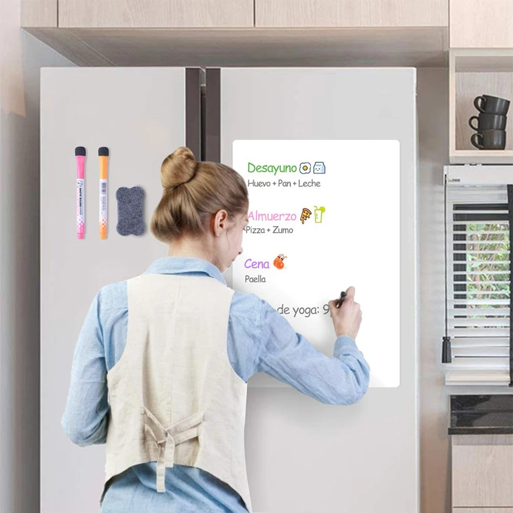 Magnetic Whiteboard A3 A4 Size Magnetic Whiteboard Dry Erase White Boards Soft Home Office Kitchen Flexible Pad Fridge Stickers Memo Message Board