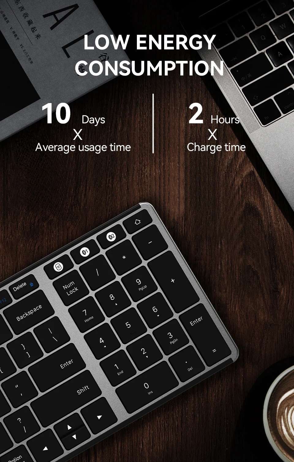 AUSDOM-Teclado sem fio duplo Bluetooth 5.0, Computador,
