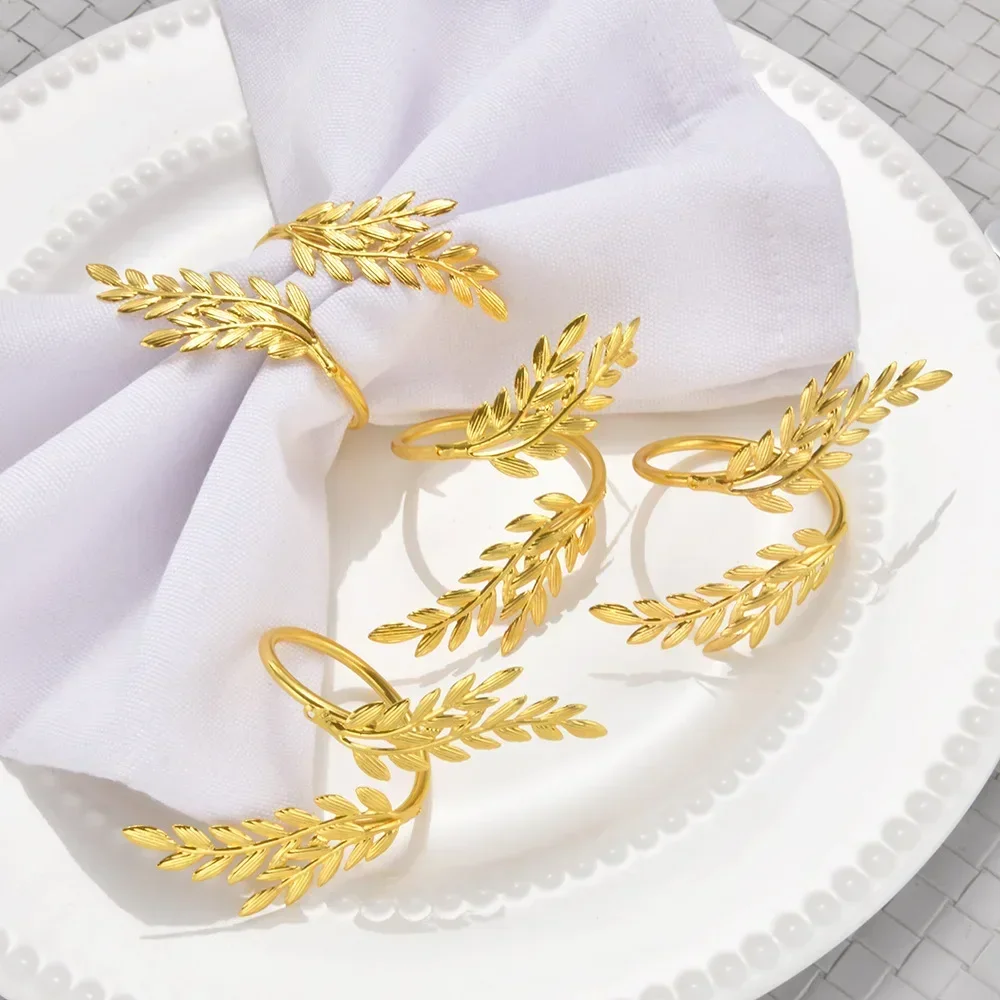 1/6/12Pcs Gold Leaf Napkin Rings Fall Napkin Holder for Christmas Thanksgiving Wedding Dinnig Table Decoration