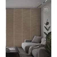 GoDear Design 99.99% Blackout Adjustable Sliding Panel Track Blinds forTrimmable Natural Woven Panel, Bali Cottages 2