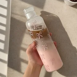 Durable Leakproof BPA - Free 16.91oz Sport Water Bottle with Time Markers for Gym and Outdoor Activities (Bow pattern 1pc)