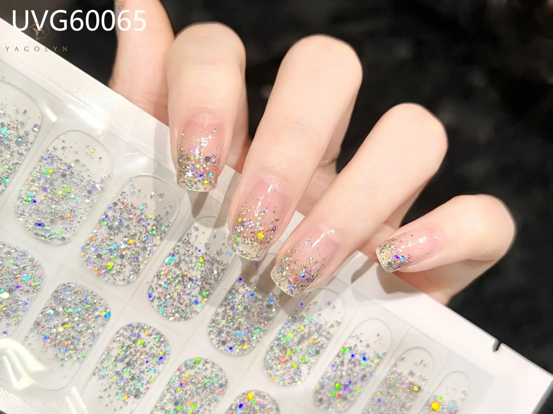 22Tips French Pink Side Semi Cured Gel Nails Wraps Adhesive Waterproof Long Lasting Gel Nail Stickers Harden In UV Lamp Need 2