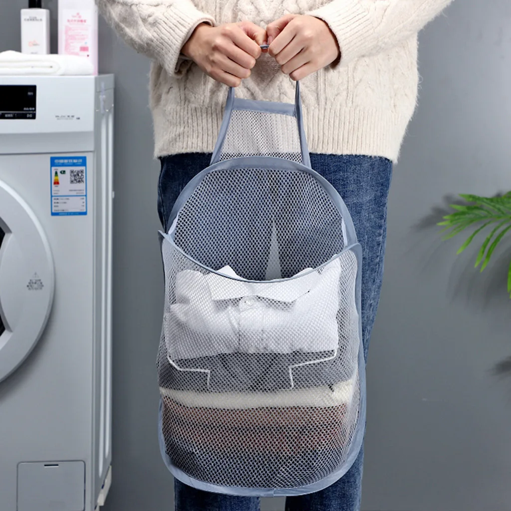 Folding Dirty Clothes Laundry Basket Organizer Kids Toy Storage Basket Wall Hanging Large Capacity Bathroom Clothes Frame Bucket