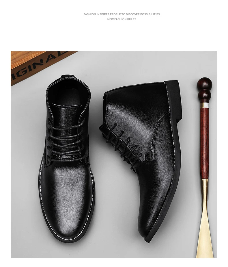 2023 New High-top Men's Casual Leather Shoes Classic White Business Men's Derby Shoes Fashion Pointed toe Dress Shoes Men Oxford