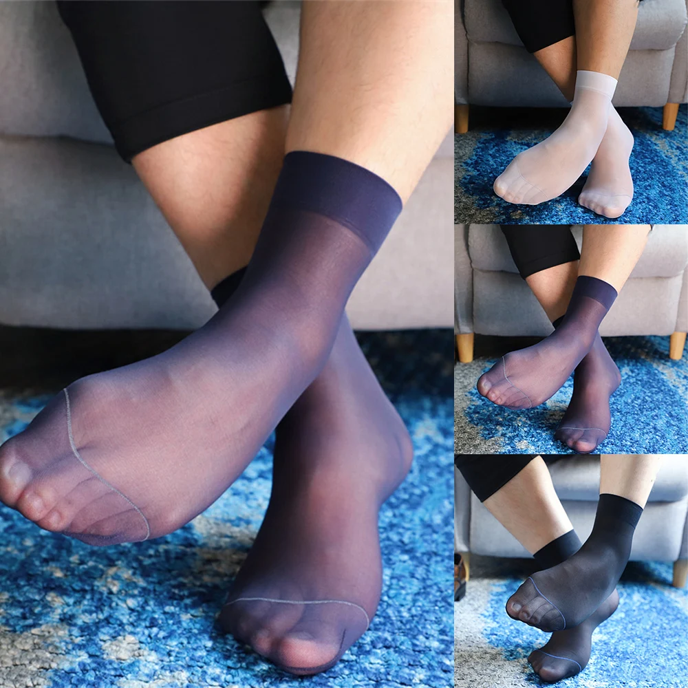 

Mens Tube Socks Short Elastic Ultra Thin Business Dress Silky Stockings Exotic Formal Wear Suit Transparent Breathable Socks