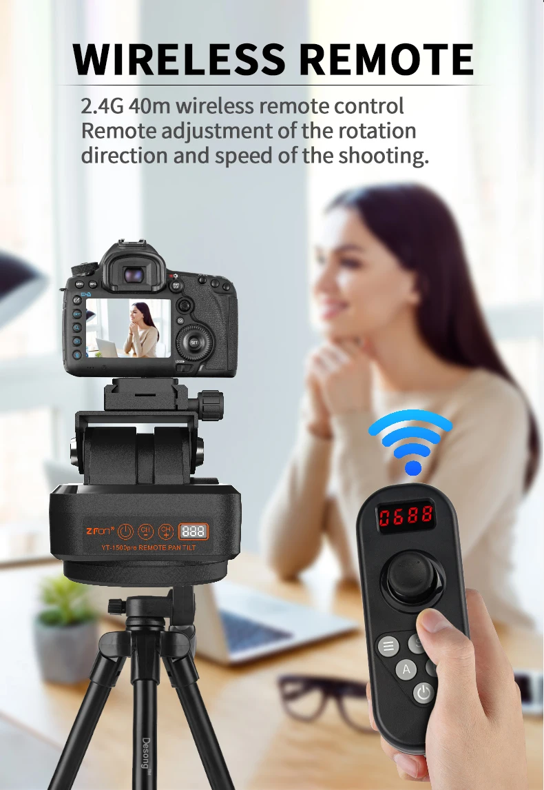 ZIFON YT 1500 Pro Remote Control Pan Tilt Motorized Tripod Head Electric Rotatio