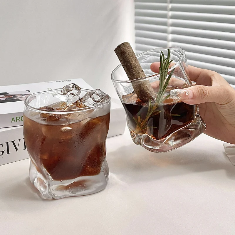 Edo Cut Bar Whiskey Glass Crumple Paper Bar Rock Cup Wine Cocktail Glasses Transparent Glass Wine