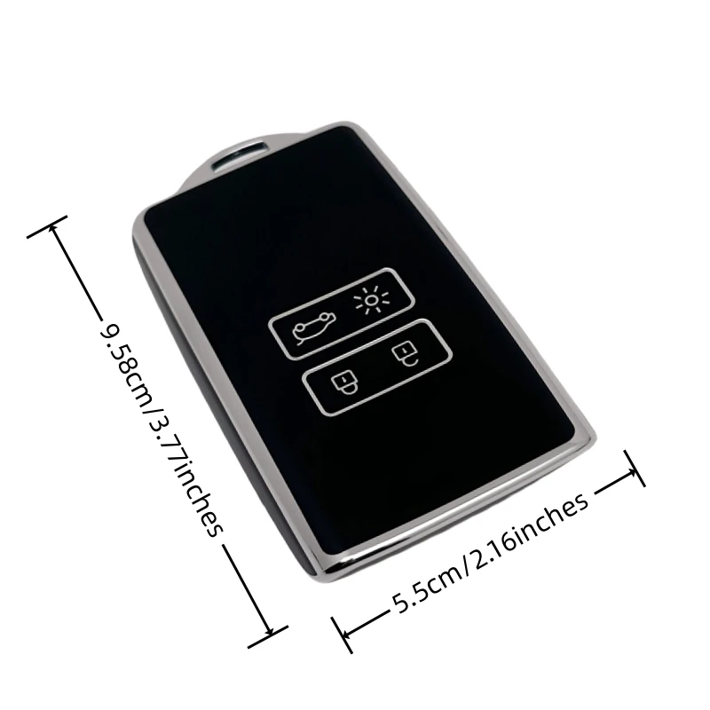 Portachiavi Custodia In Pelle Per Telecomando Auto, Con 4 Tasti, Per Renault Clio, Megane, Koleos, Scenic, Captur, Twingo, Dacia Duster, Sandero. Linea Nera.