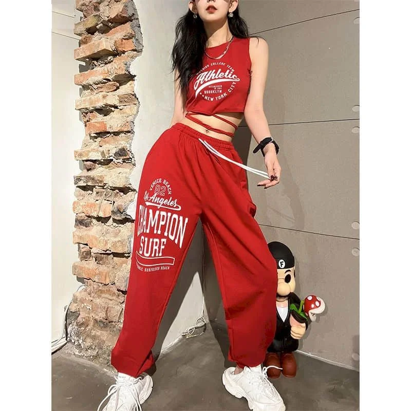 High Street Pants Straight Pants Hip-hop Women's Pants Korean