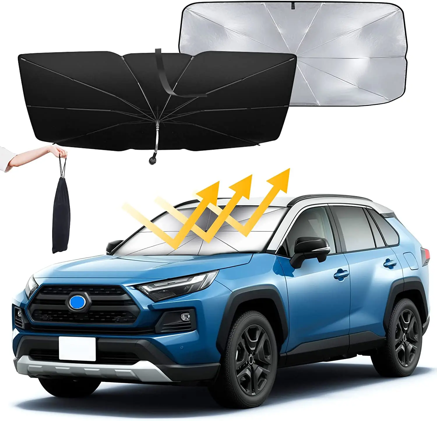 

Car Windshield Sun Shade Umbrella Foldable Sun Shade Umbrella for Car Windshield Front Window Blocks UV Rays Heat Car Interior