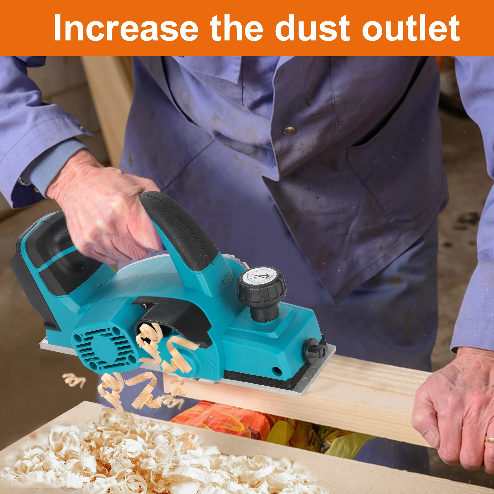 Heimerdinger 18V Rechargeable Lithium Battery Powered Handheld Woodworking Tool Brushless  Cordless Electric Planer, No battery 6