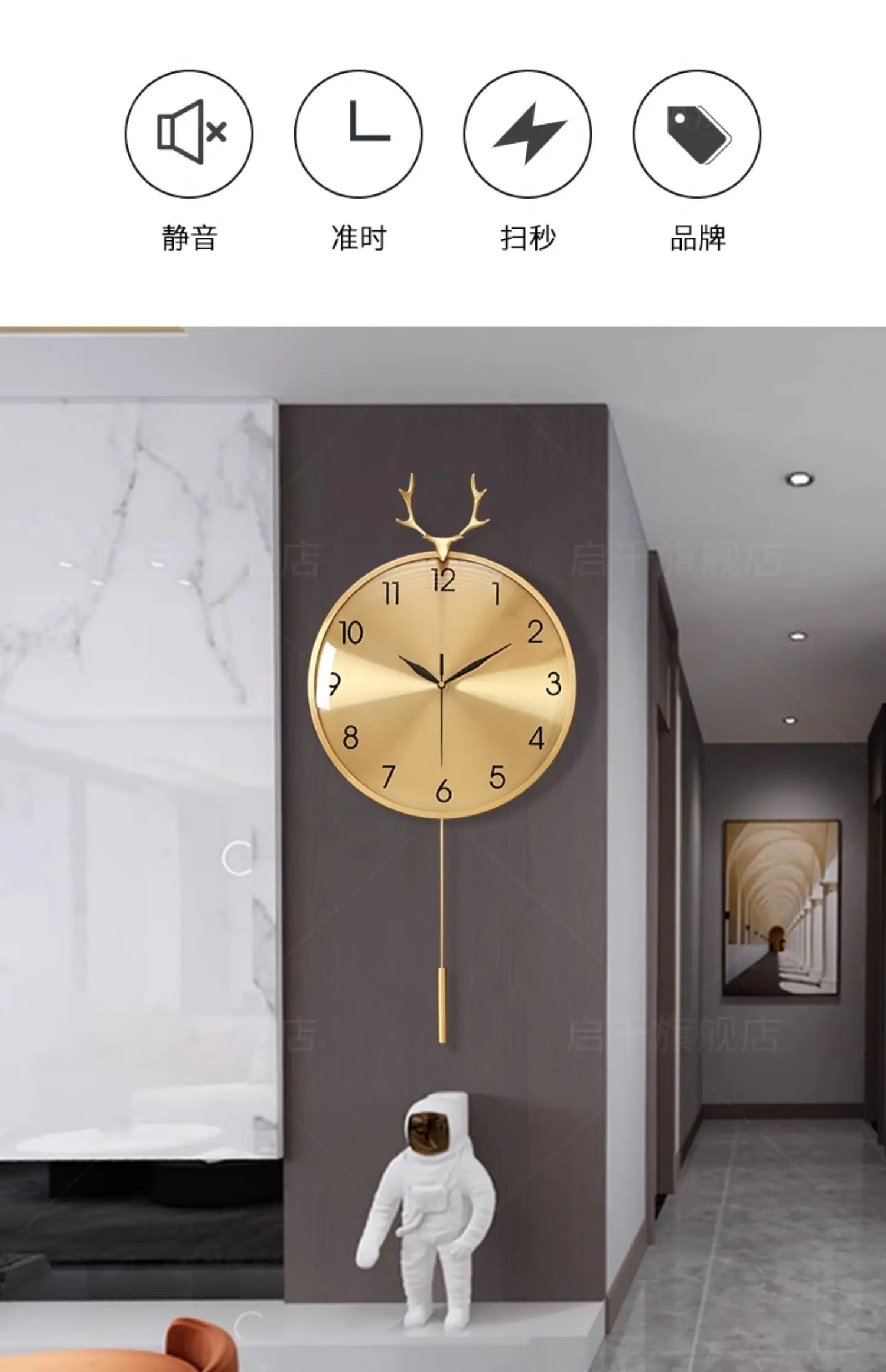 Description Picture 4 of itemSimple European Wall Clock Round Style Aesthetic Hanging Wall Clock Luxury Italy Duvar Saati Home Decoration Accessories