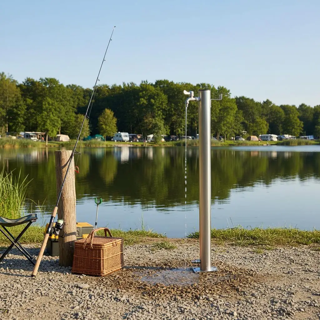 Gartenhahn 60 cm Edelstahl rund mit komplettem Zubehör für Außenbewässerung und Autowäsche – Detail 6