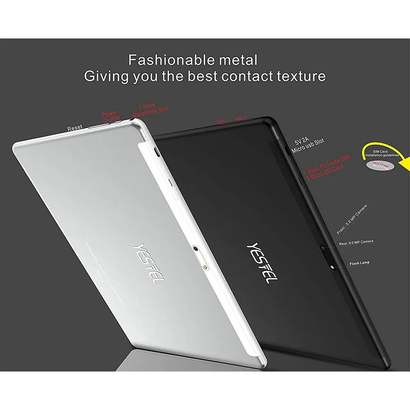 YESTEL Tablette Tactile Android 13 avec 5G WI-FI, 10 Go RAM + 64