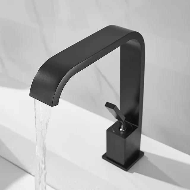 TOLM สีขาวเย็นและร้อนน้ําตกทองเหลืองสีดํา Chrome สีขาวอ่างล้างหน้าก๊อกน้ําก๊อกน้ําดาดฟ้าติดตั้งเดี่ยวน้ําตก TAP 3