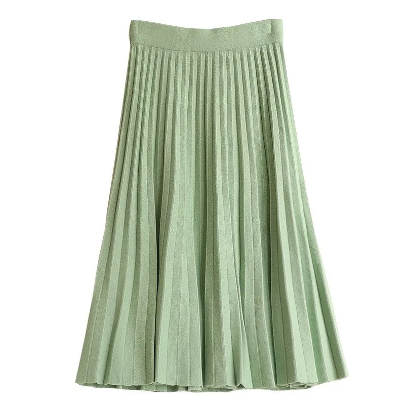 High Waist Knitted Skirt Women's Medium and Long Autumn 2022 New Korean Version of The Skirt High-waisted Thin A-LINE Skirt tennis skirt Skirts