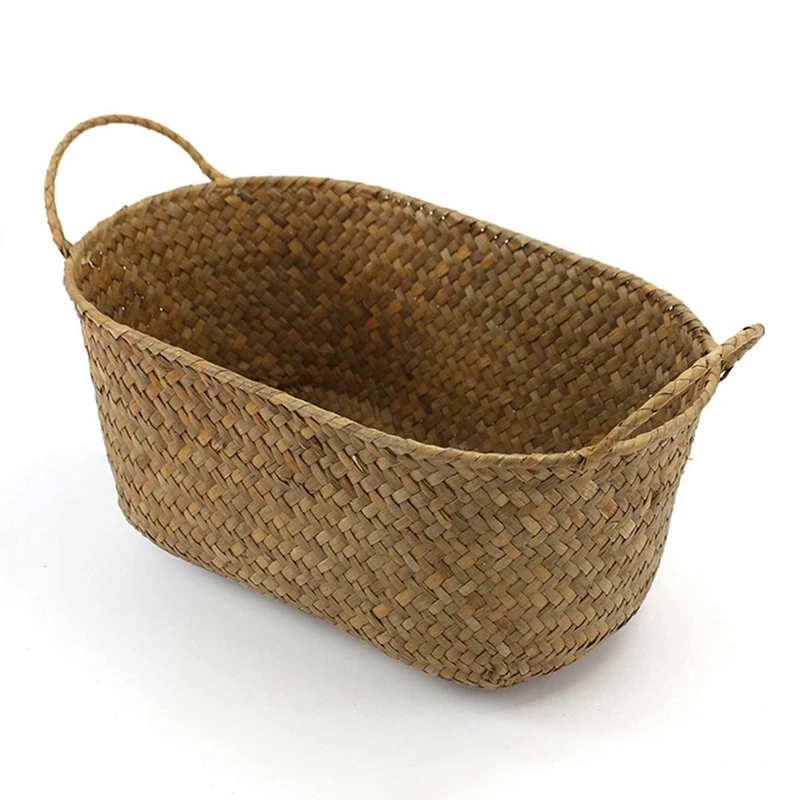 Handmade Woven Storage Basket Straw Food Container Makeup Organizer Rattan Breadfruit Case Holder 6
