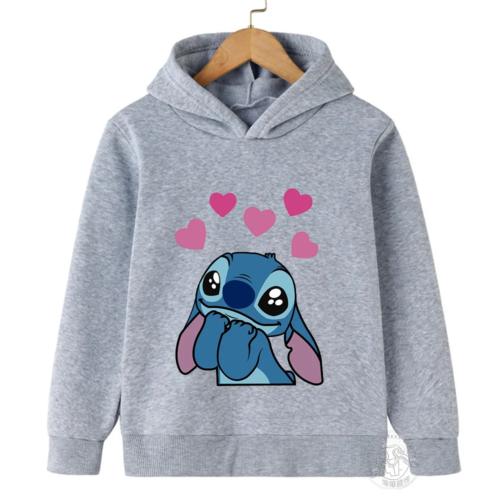

Disney Stitch creative printed children's clothing boys and girls street casual sweatshirts outdoor sports 3-14 years old hoodie