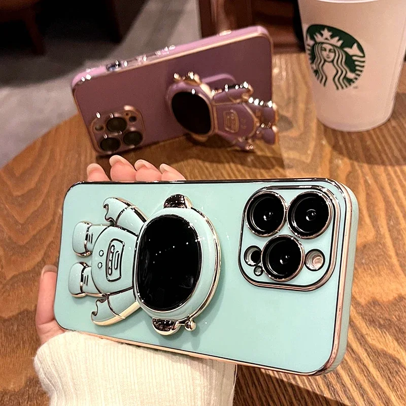 Luxury Astronaut Silicone Kickstand Phone Case Cover