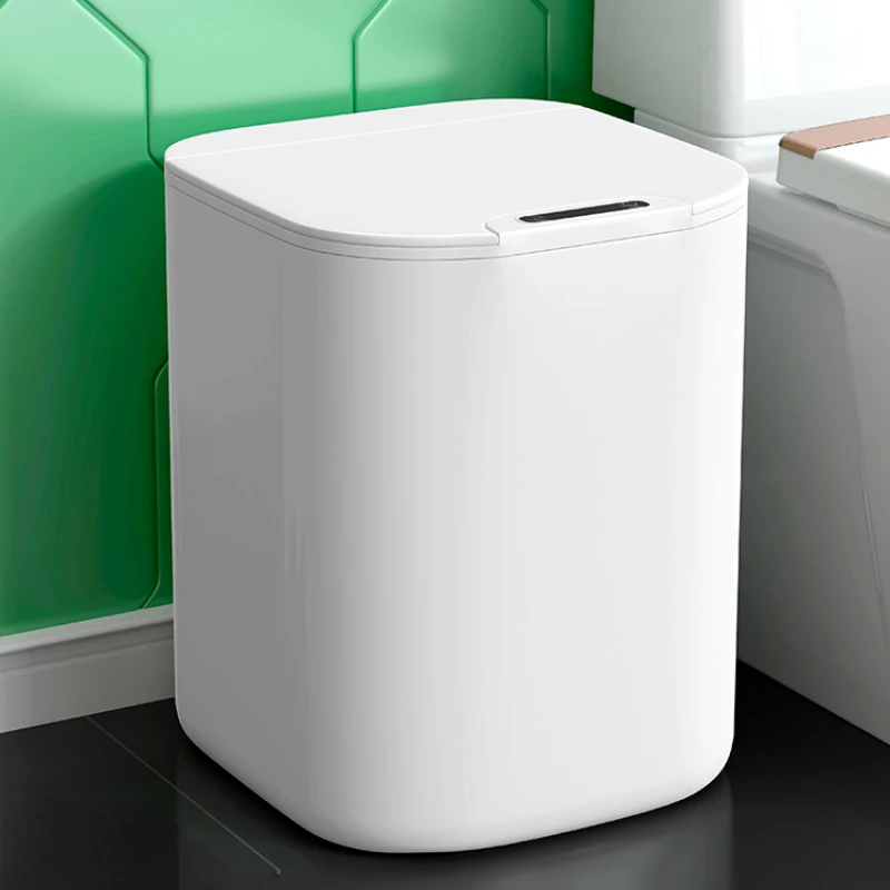 

White Smart Waste Bin Living Room Luxury Automatic Sensor Plastic Trash Can Kitchen Storage Cleaning Tools Garbage Bin Bedroom