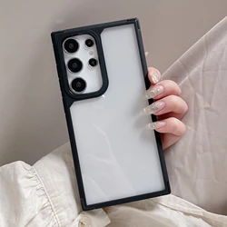 Transparent Shockproof Armor Case with Soft Frame and Hard Back Cover for A15 (Black)