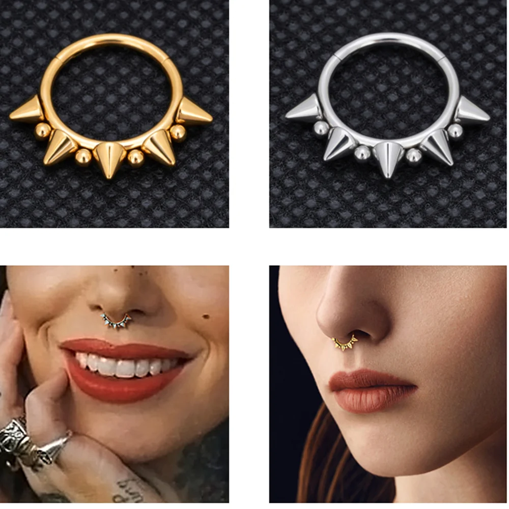 Ear piercing earring Belly button rings G23 Titanium Septum Nose Ring Cone Spike Horseshoe Circular Piercing Cartilage Earrings Helix Hinge Hoop Body Piercing Jewelry