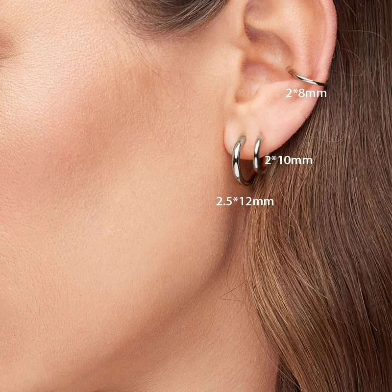 G23 Titanium Hoop Earrings Post Lightweight Dangle for Women Men Cartilage Piercing Hypoallergenic  Body Jewellery 8-12mm 6