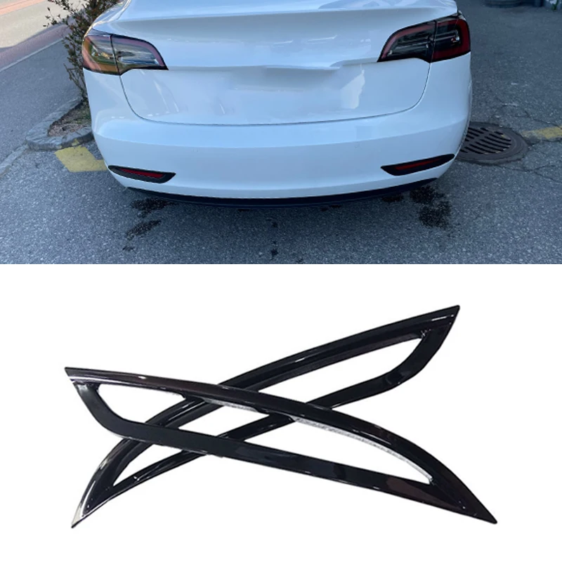 Rear Fog Lamp Decorative Frame Tail Light Protective Cover Modified Accessories Decoration Carbon Pattern For Tesla Model 3