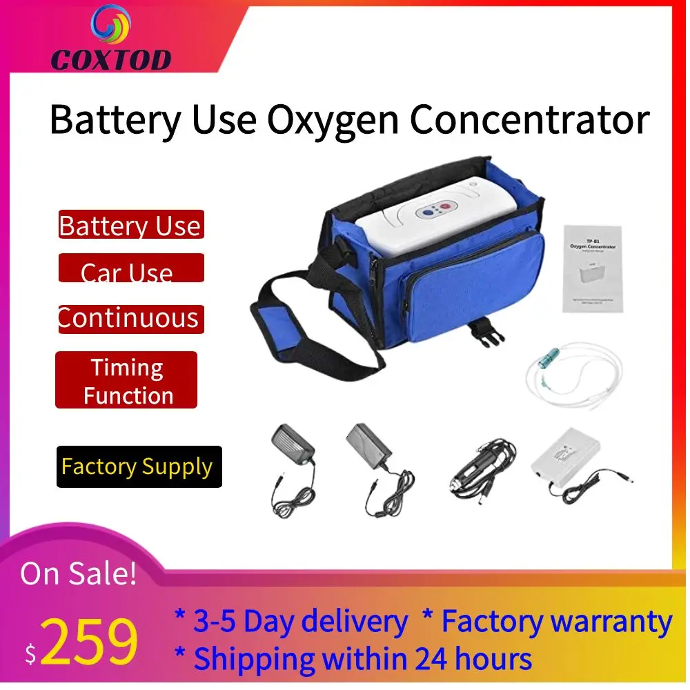 3L/min Portable Oxygen Concentrator with Battery Oxygen Generators Ventilator Sleep Mini Oxygen Machine For Home AC110-220V varon 1 7l min oxygen concentrator machine high quality low noise 30% 90% oxygen machine purity for household use