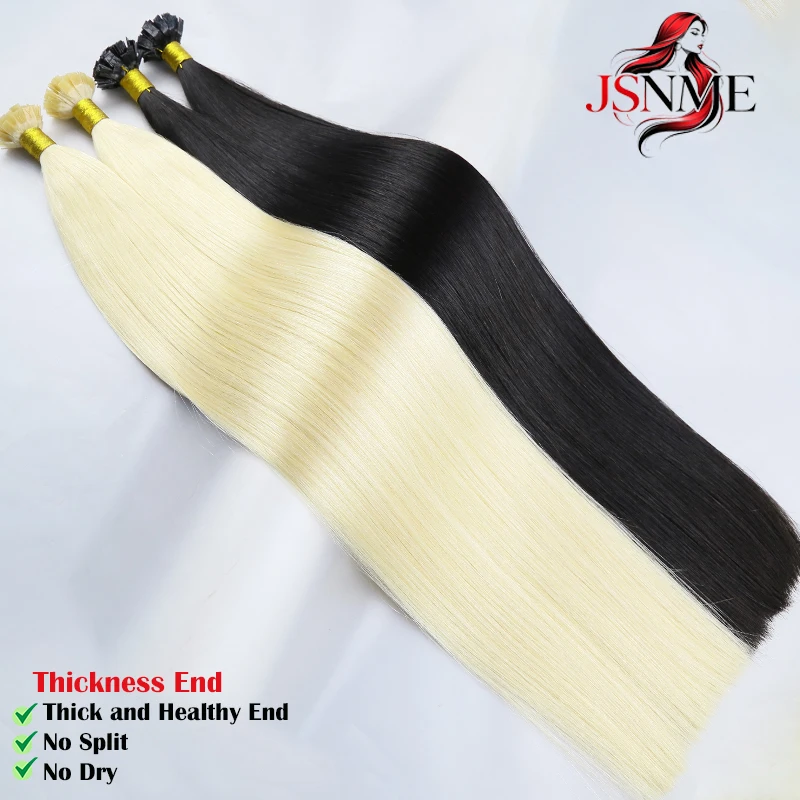 JSNME Estensioni dei capelli a punta piatta di alta qualità Cheratina Naturale Estensione dei capelli veri umani Marrone Biondo 1 g/filo per il salone - immagine 5