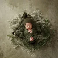0-1 Months Newborn Photoshoot Props Soft High Stretchable Wrap Headwear Hat Oil Painting Background Baby Photography Accessories 2