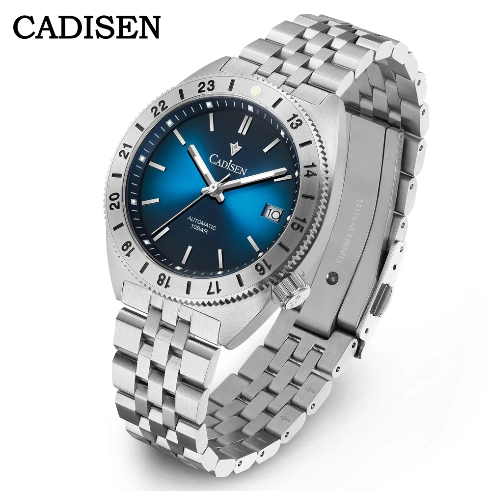 CADISEN Automatisch horloge heren mechanisch automatisch horloge saffierglas en roestvrij staal waterdicht, 8215 goud, Klassiek