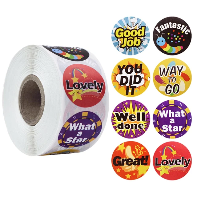 100-500pcs Cute Reward Stickers Roll with Word Motivational Stickers for School Teacher Kids Student Stationery Stickers Kids 500pcs Colour 7