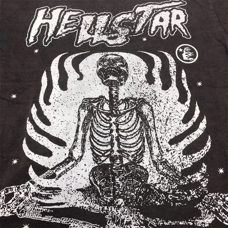 

Trendy Hellstar Studios New Washable Old Printed High Street Men's And Women's Summer Loose Casual Short Sleeve T-shirt