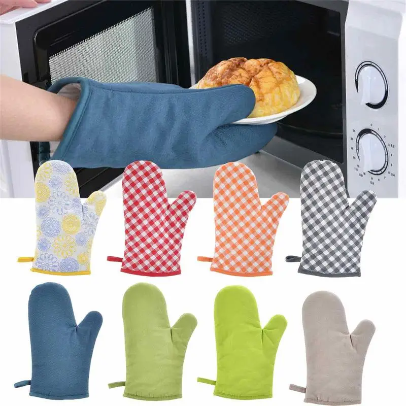 Kitchen Oven Mitts Baking Anti-Hot Gloves High Temperature Resistance Oven Microwave Insulation Baking Mitten Bakeware Tools