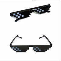 MOONBIFFY-Lunettes de soleil drôles pour hommes et femmes, marque polygonale ThDPLife, mosaïque masculine, style 8 bits, verre de soleil pixel, mode 5