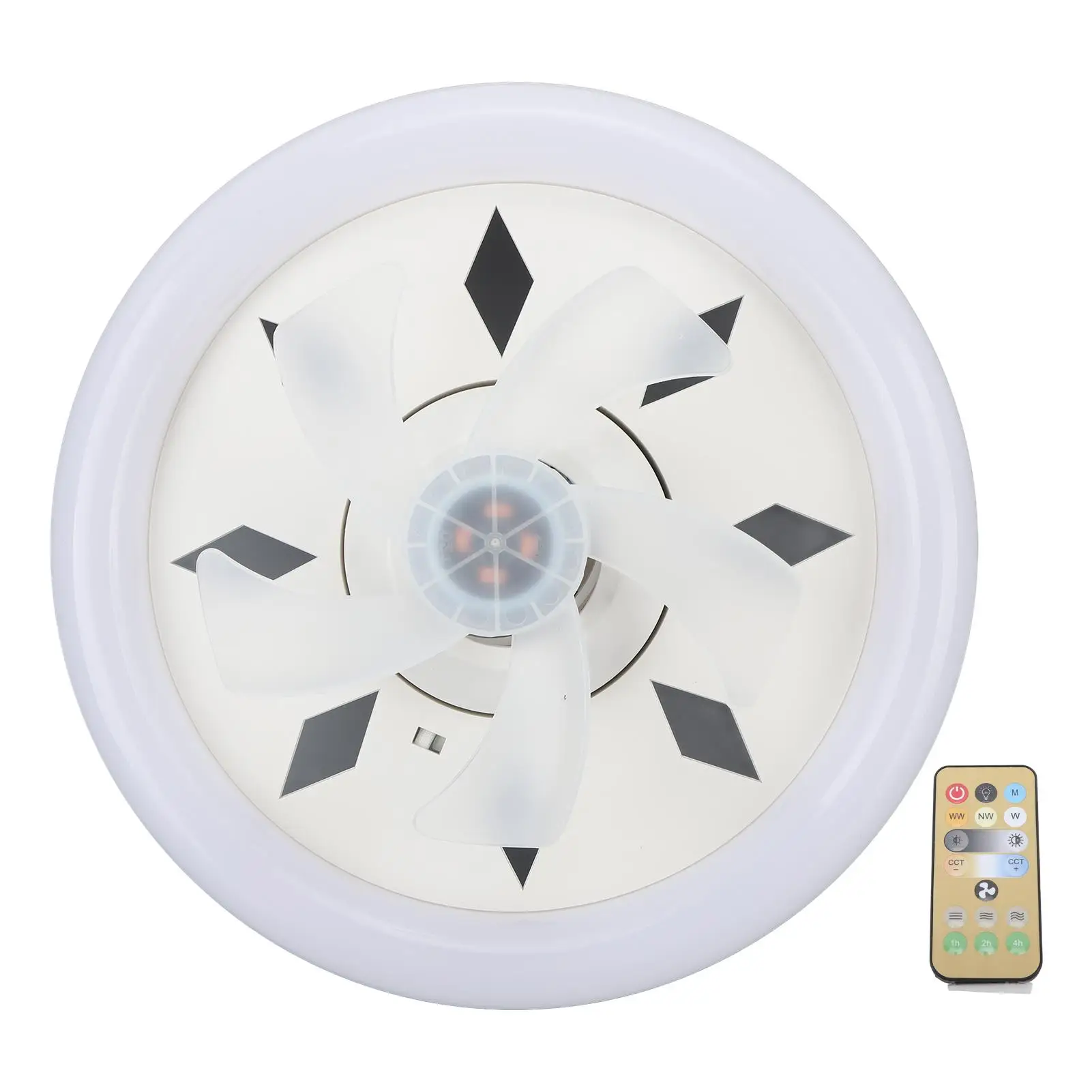 60W Dimmable 11.8-Inch Ceiling Fan Light with Remote Control, 3 Speeds, 5 Blades, 360&deg; Rotation