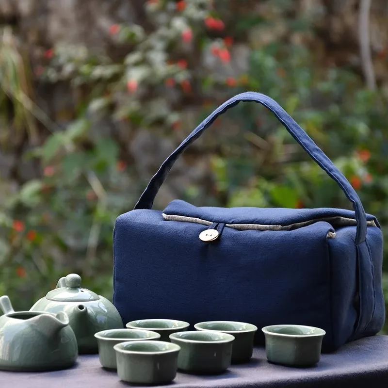 Teacup Bag Portable Travel Tea Set Storage Bag Tea Pots Four Or Six Cups Large Cloth Outdoor Organizer Tea Storage Bags