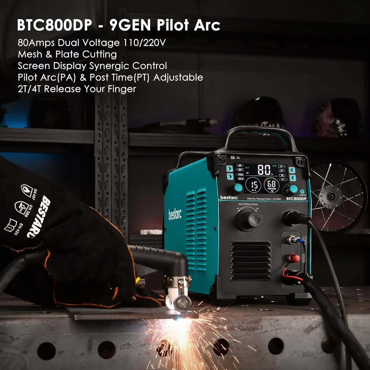Plasma Cutter 80 Amps Pilot Arc Plasma Cutter Machine Digital Screen Display Dual Voltage 110/220V Plasma Cutting Machine 2